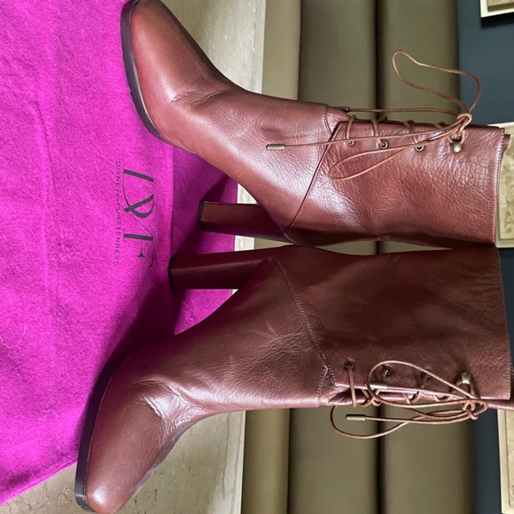 Diane Von Furstenberg Paden Brandy Tumbled Calf Leather Boot sz 8 - Picture 5 of 13